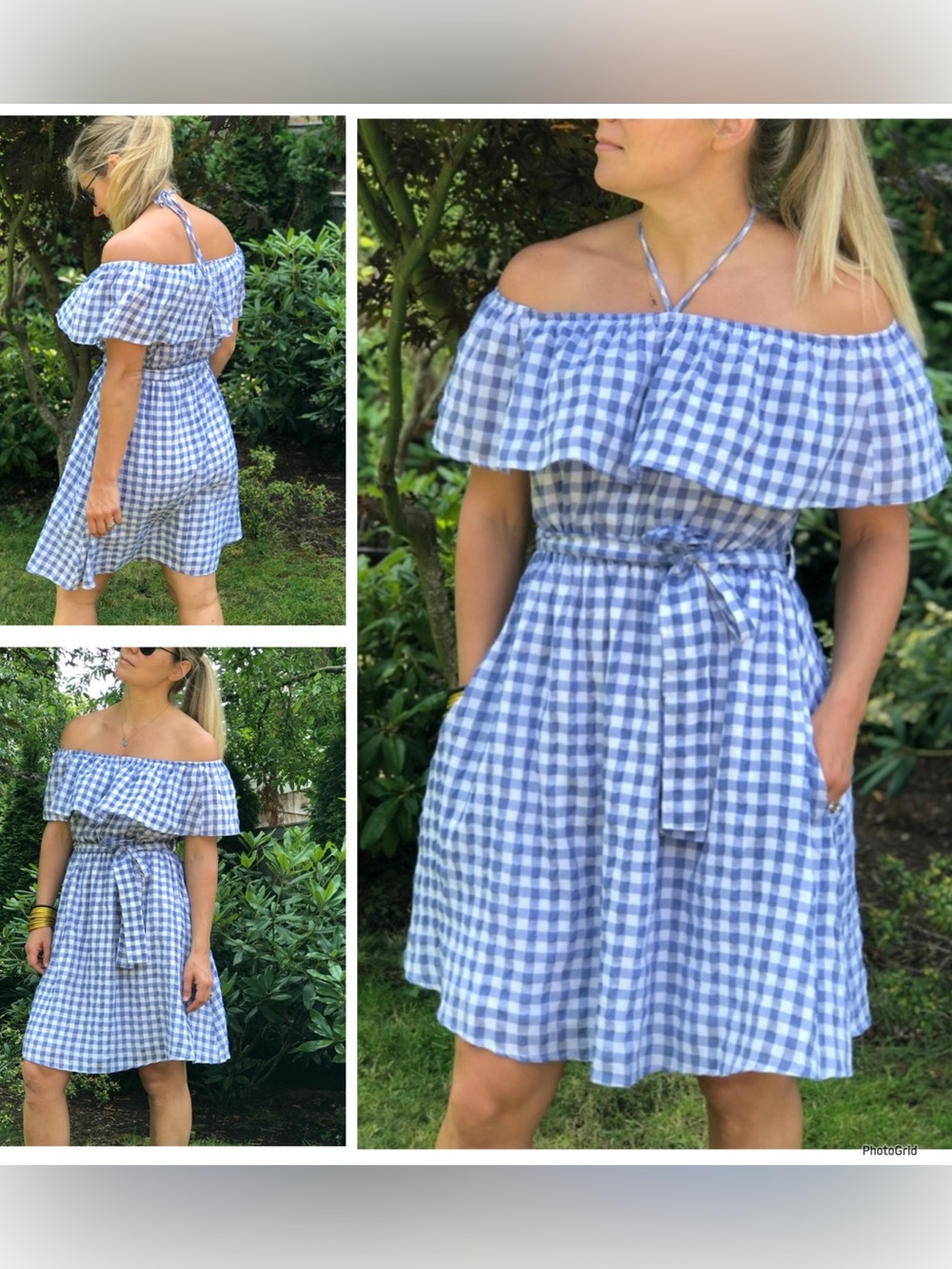 11.1 Tylho Anthropologie Blue White Gingham Dress Small